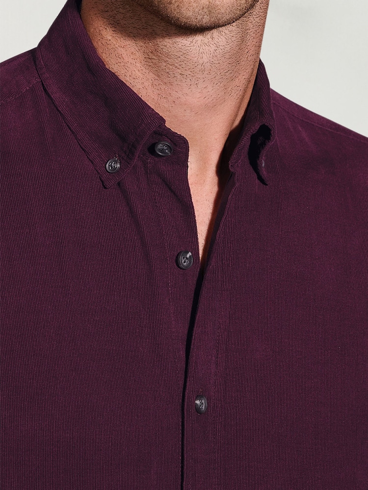 Brook Taverner Purple Needlecord Cotton Shirt - Image 2 of 5 Brook Taverner Purple Needlecord Cotton Shirt - Image 2 of 5