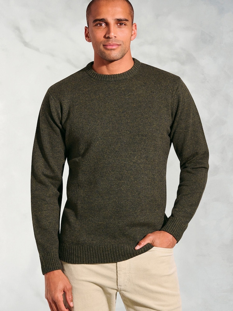 Brook Taverner Green Lambswool Crew Neck Jumper - Image 1 of 3 Brook Taverner Green Lambswool Crew Neck Jumper - Image 1 of 3