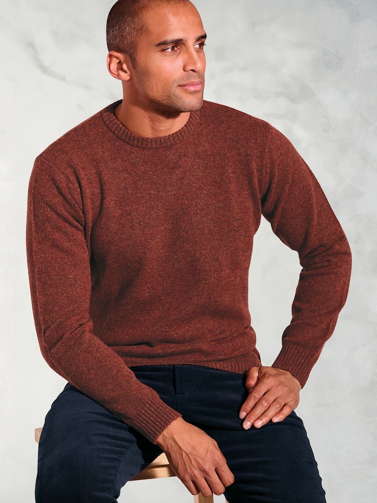 Brook Taverner Brown Lambswool Crew Neck Jumper - Image 3 of 3 Brook Taverner Brown Lambswool Crew Neck Jumper - Image 3 of 3