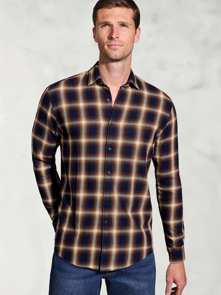 Brook Taverner Blue Ombre Check Cotton Shirt - Image 1 of 5 Brook Taverner Blue Ombre Check Cotton Shirt - Image 1 of 5