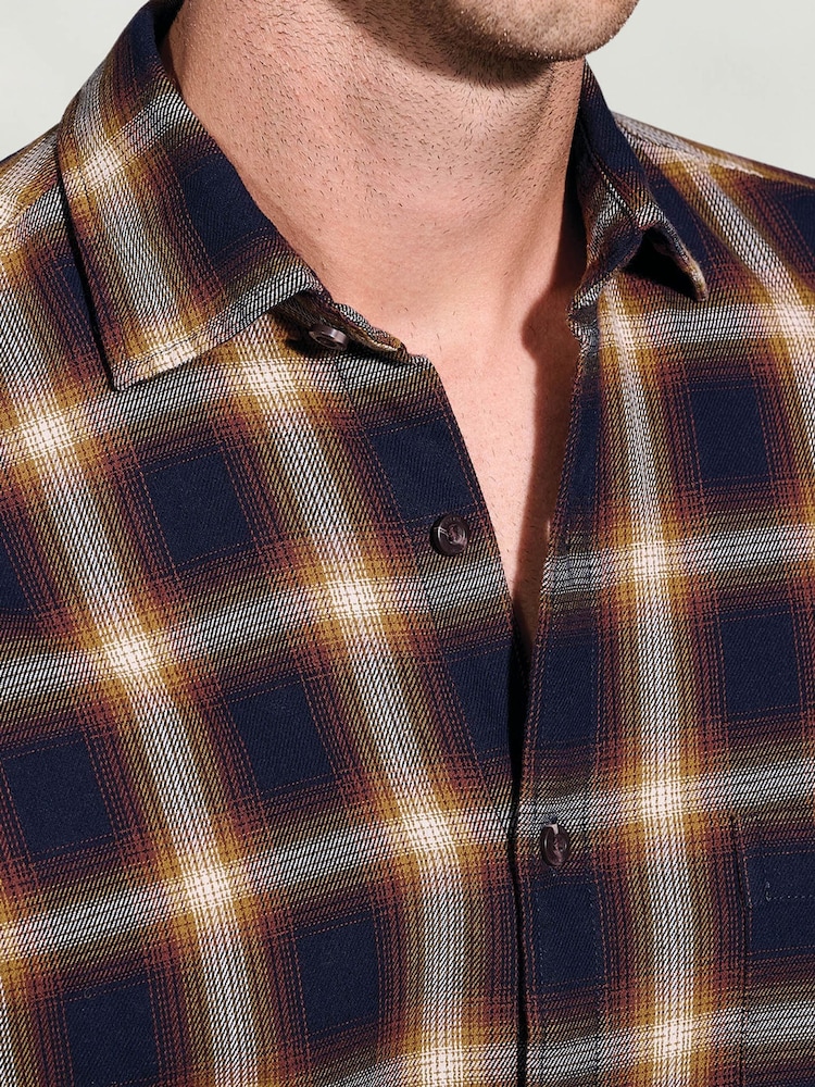 Brook Taverner Blue Ombre Check Cotton Shirt - Image 2 of 5 Brook Taverner Blue Ombre Check Cotton Shirt - Image 2 of 5