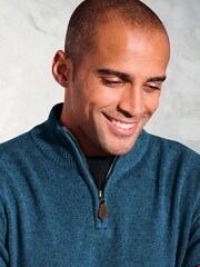 Brook Taverner Blue Lambswool Zip Neck Jumper - Image 2 of 3