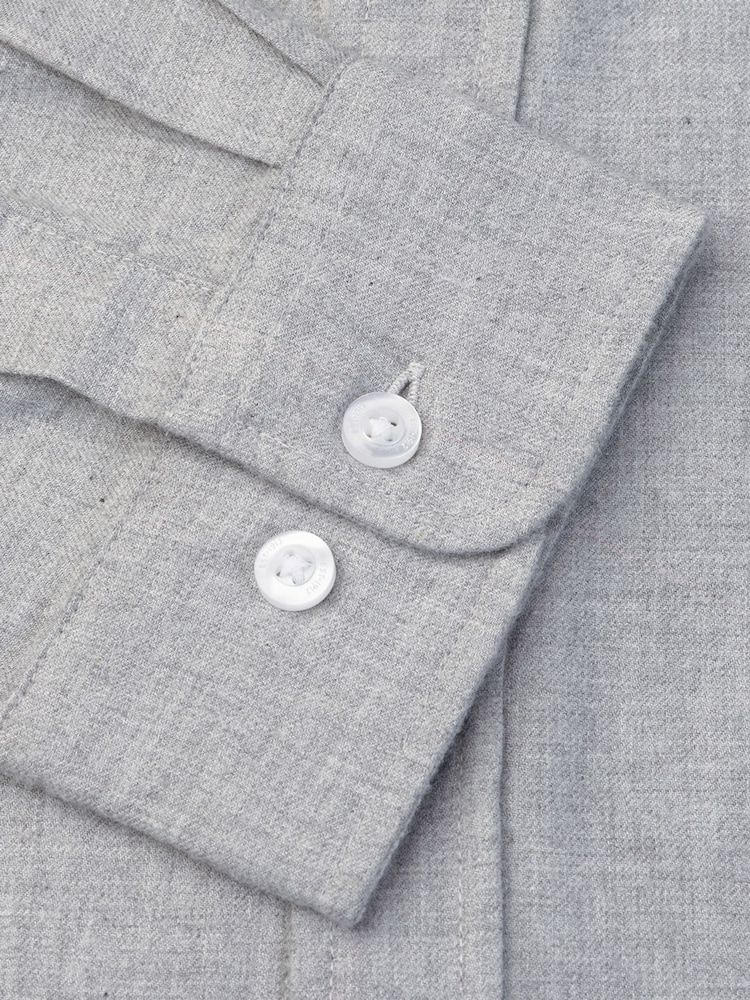 Brook Taverner Grey Melange Brushed Cotton Shirt - Image 5 of 5 Brook Taverner Grey Melange Brushed Cotton Shirt - Image 5 of 5