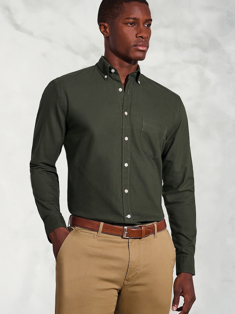 Brook Taverner Green Oxford Cotton Shirt - Image 2 of 6 Brook Taverner Green Oxford Cotton Shirt - Image 2 of 6