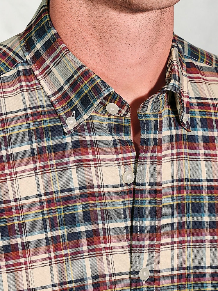 Brook Taverner Red Madras Check Oxford Cotton Shirt - Image 2 of 5