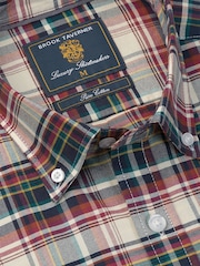 Brook Taverner Red Madras Check Oxford Cotton Shirt - Image 5 of 5