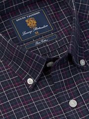 Brook Taverner Blue Small Tattersall Check Cotton Shirt - Image 4 of 5