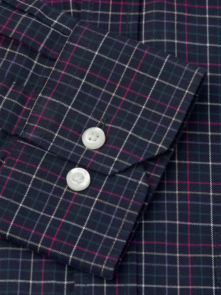 Brook Taverner Blue Small Tattersall Check Cotton Shirt - Image 5 of 5 Brook Taverner Blue Small Tattersall Check Cotton Shirt - Image 5 of 5