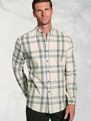 Brook Taverner Cream Oversize Check Cotton Shirt - Image 1 of 6