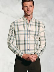 Brook Taverner Cream Oversize Check Cotton Shirt - Image 2 of 6