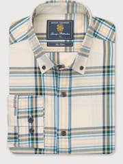 Brook Taverner Cream Oversize Check Cotton Shirt - Image 4 of 6
