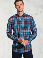 Brook Taverner Blue Melange Check Cotton Shirt - Image 1 of 5