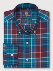 Brook Taverner Blue Melange Check Cotton Shirt - Image 3 of 5