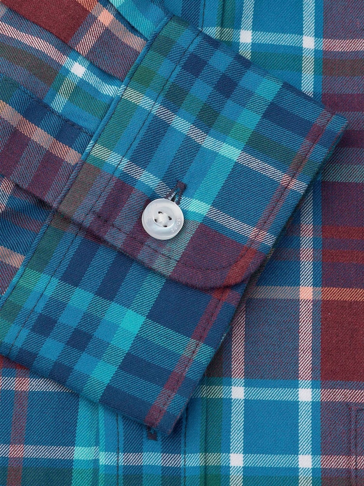 Brook Taverner Blue Melange Check Cotton Shirt - Image 5 of 5 Brook Taverner Blue Melange Check Cotton Shirt - Image 5 of 5