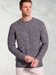 Brook Taverner Blue Twist Knit Crew Neck Jumper - Image 1 of 3