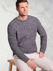 Brook Taverner Blue Twist Knit Crew Neck Jumper - Image 2 of 3