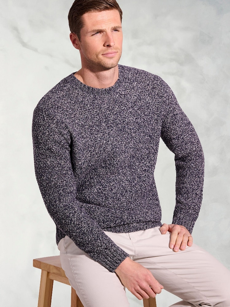 Brook Taverner Blue Twist Knit Crew Neck Jumper - Image 2 of 3