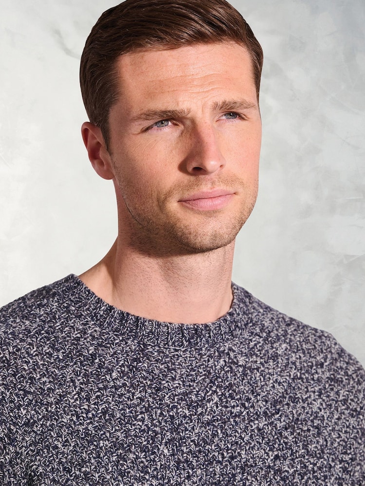 Brook Taverner Blue Twist Knit Crew Neck Jumper - Image 3 of 3