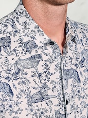 Brook Taverner Blue Wolf Print Cotton Shirt - Image 2 of 5