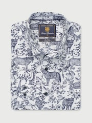 Brook Taverner Blue Wolf Print Cotton Shirt - Image 3 of 5