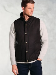 Brook Taverner Black Melton Gilet with Quilted Lining - Image 1 of 4