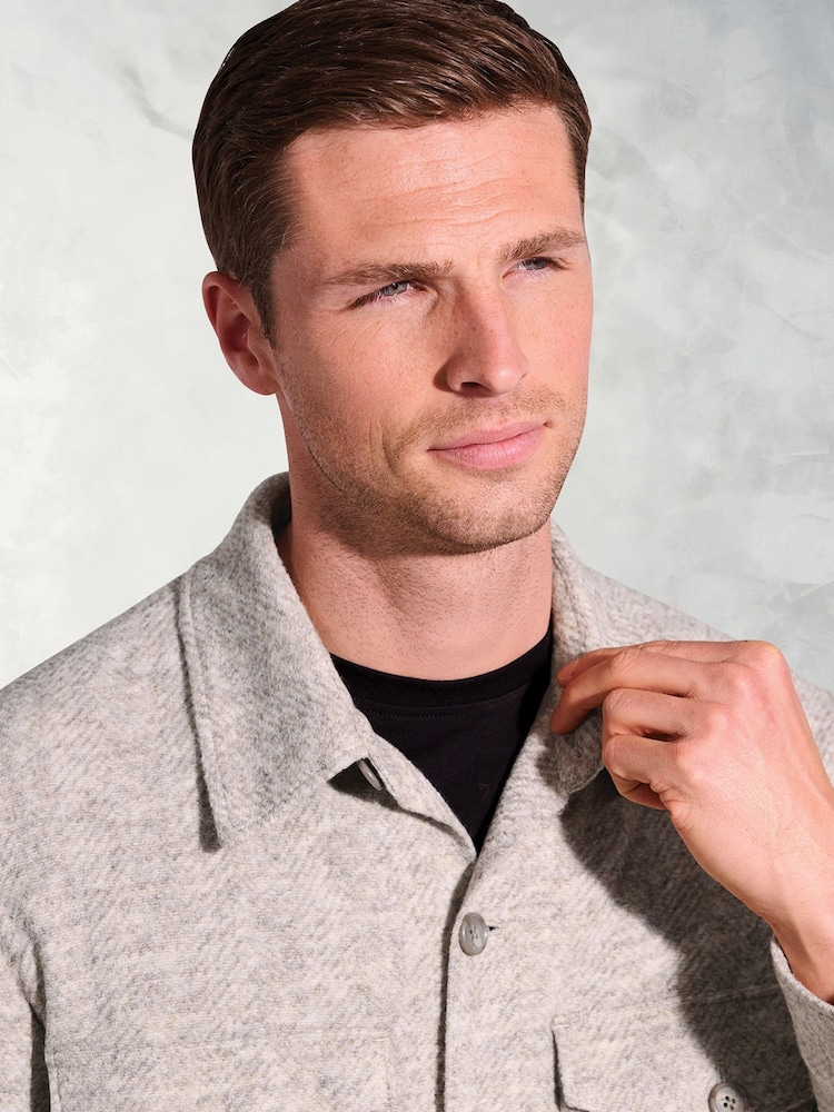 Brook Taverner Natural Textured Twill Overshirt - Image 2 of 3