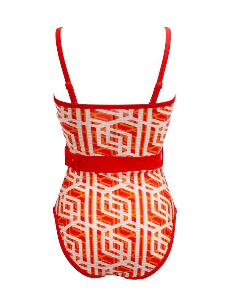 Pour Moi Orange Casablanca Removable Straps Belted Control Swimsuit - Image 4 of 4 Pour Moi Orange Casablanca Removable Straps Belted Control Swimsuit - Image 4 of 4