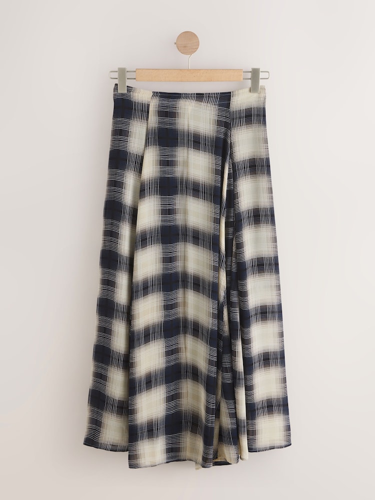 Black/Neutral Check Godet Midi Skirt - Image 1 of 3