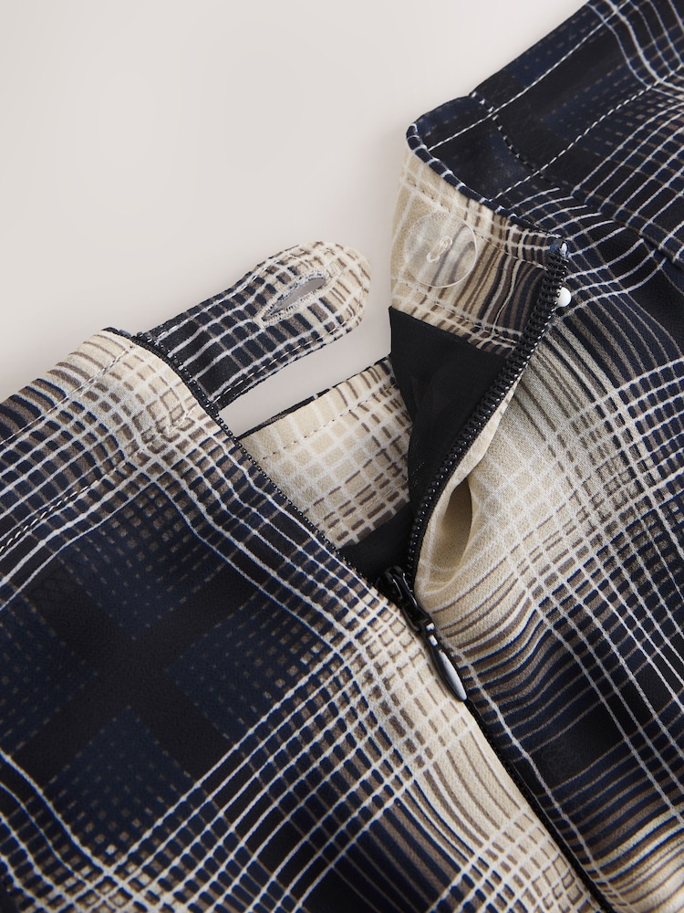 Black/Neutral Check Godet Midi Skirt - Image 3 of 3