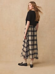 Cheki Nyeusi/Isiyo na Upande wowote - Godet Midi Skirt - Picha 5 kati ya 8