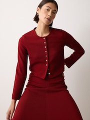 Jigsaw Red Textured Jersey Cardi Jacket - Image 1 of 2