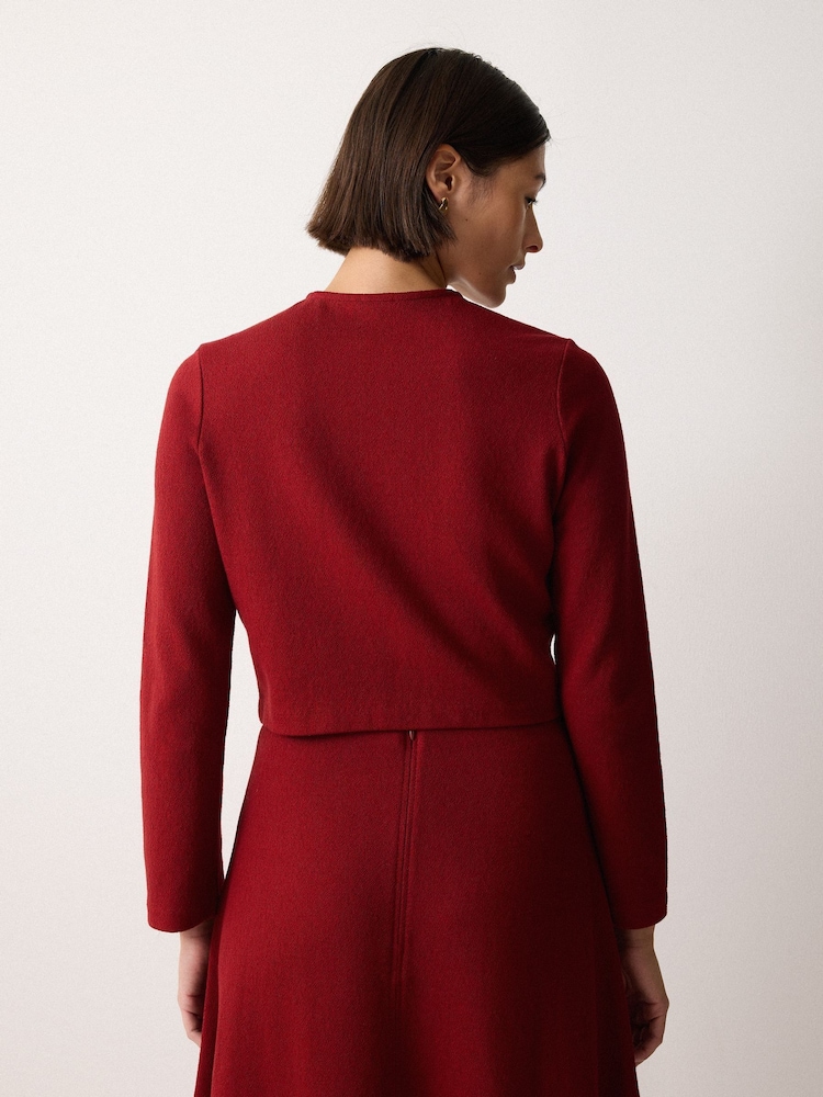 Jigsaw Red Textured Jersey Cardi Jacket - Image 2 of 2 Jigsaw Red Textured Jersey Cardi Jacket - Image 2 of 2