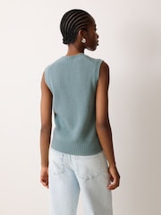 Jigsaw Blue Cloud Cashmere V-Neck Tank - Image 2 of 5