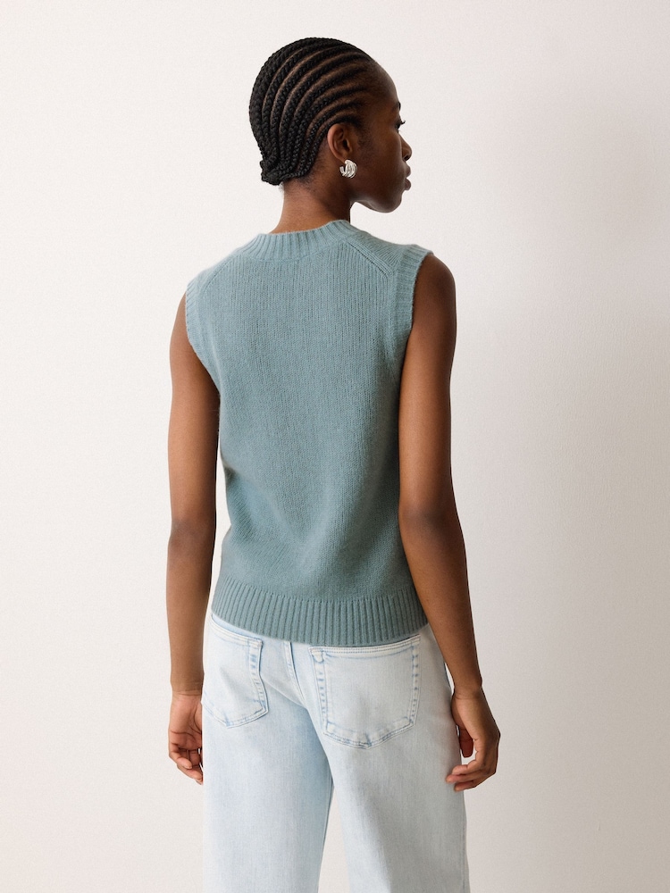 Jigsaw Blue Cloud Cashmere V-Neck Tank - Image 2 of 5
