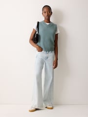 Jigsaw Blue Cloud Cashmere V-Neck Tank - Image 3 of 5