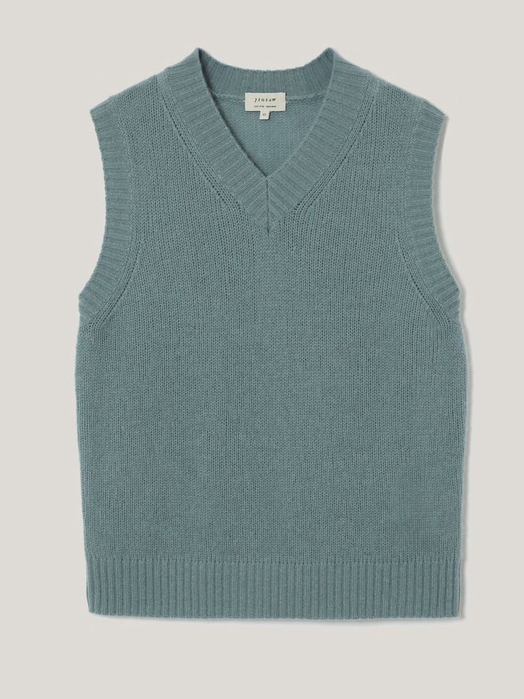 Jigsaw Blue Cloud Cashmere V-Neck Tank - Image 5 of 5