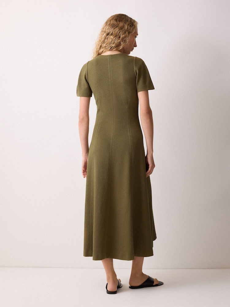 Jigsaw Green Curved Sleeve Midi Dress - Image 2 of 6