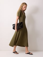 Jigsaw Green Curved Sleeve Midi Dress - Image 3 of 6