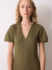 Jigsaw Green Curved Sleeve Midi Dress - Image 4 of 6