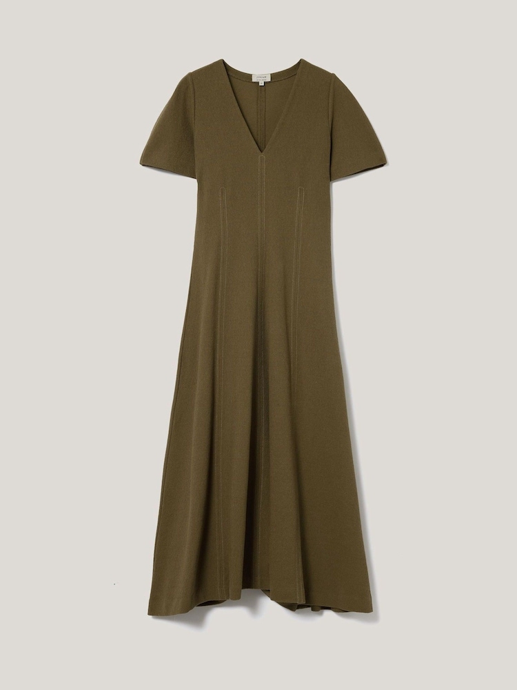 Jigsaw Green Curved Sleeve Midi Dress - Image 6 of 6
