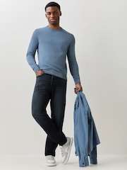 HUGO Blue Long Sleeve Logo Jumper - Image 3 of 5