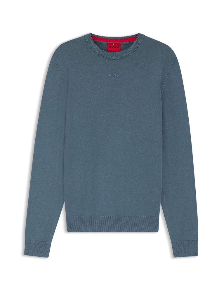 HUGO Blue Long Sleeve Logo Jumper - Image 5 of 5