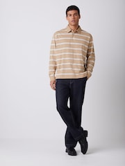 HUGO Natural Long Sleeved Striped Polo Shirt - Image 2 of 5