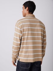 HUGO Natural Long Sleeved Striped Polo Shirt - Image 3 of 5