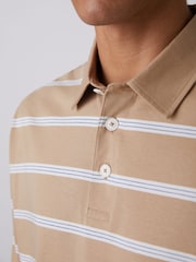 HUGO Natural Long Sleeved Striped Polo Shirt - Image 4 of 5