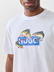 HUGO White Fish Logo T-Shirt - Image 4 of 5