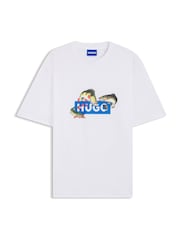 HUGO White Fish Logo T-Shirt - Image 5 of 5