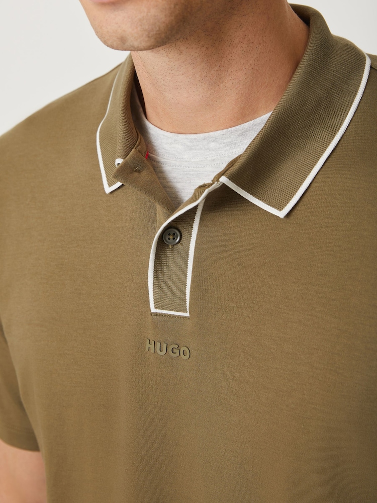 HUGO Green Tipped Placket Polo Shirt - Image 4 of 4