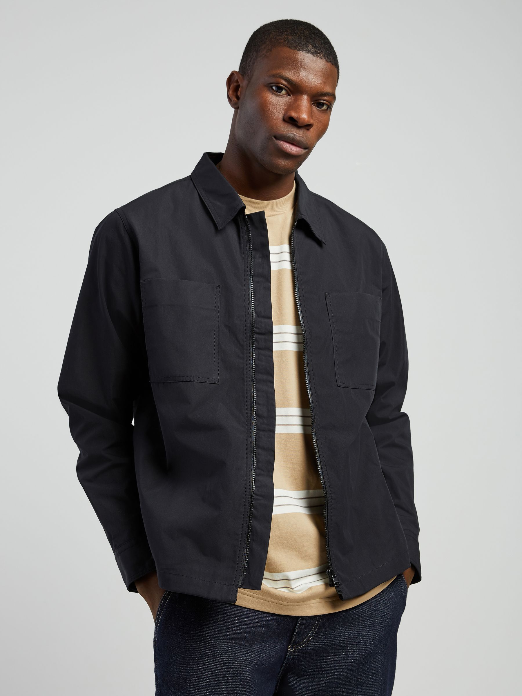 Buy HUGO Black Zip Through Overshirt from Next USA
