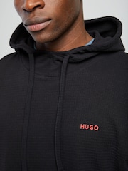HUGO Black Waffle Hoodie - Image 4 of 5